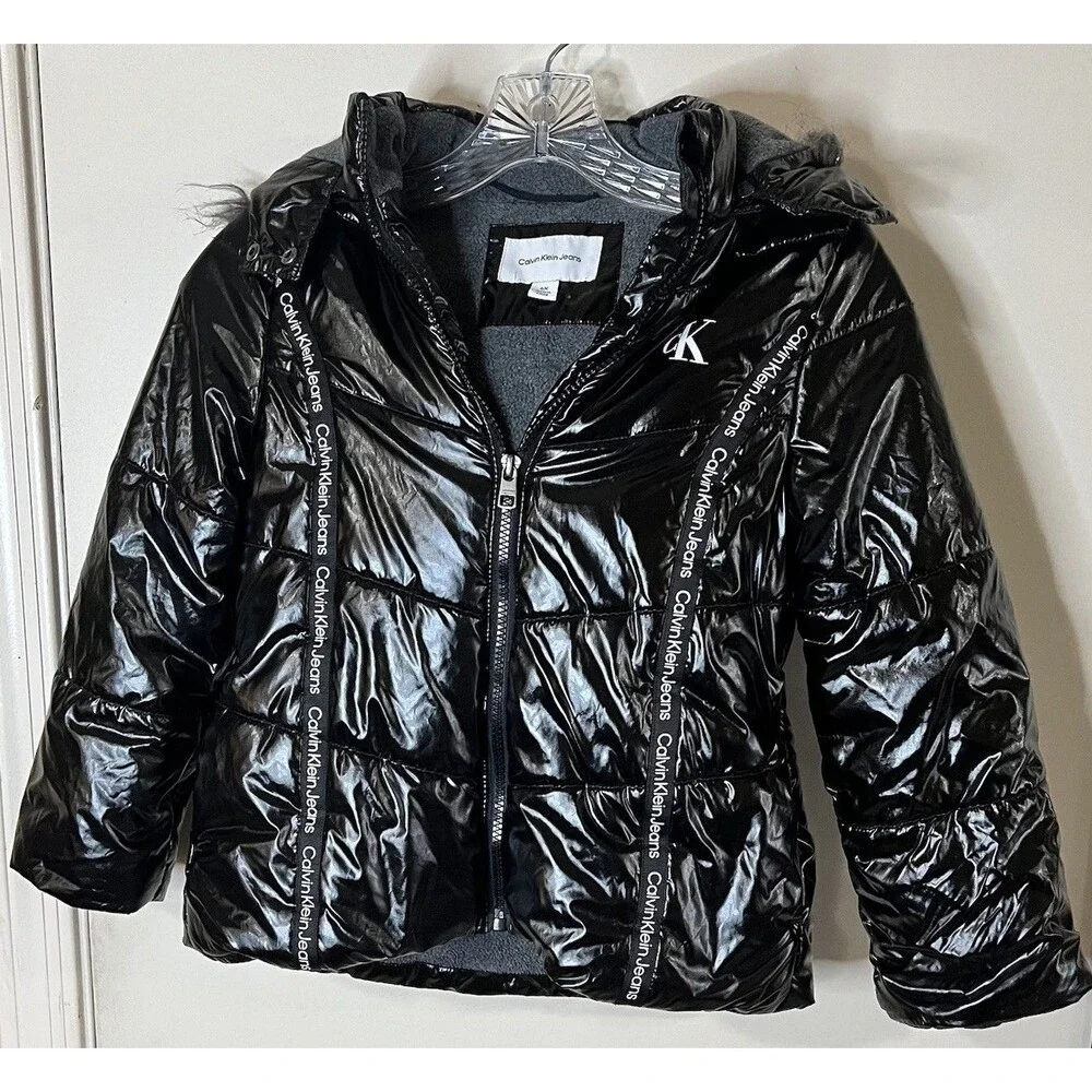 Calvin Klein Kids 6x Puffer Jacket Faux Fur Removable Hood *flaws*